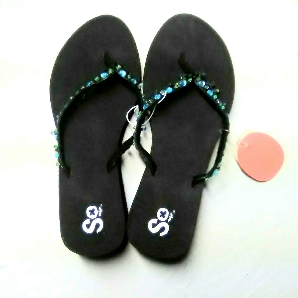 Black SO Flip Flops NWT